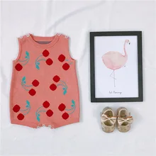 Г. осенне-зимний Вязаный комбинезон Вишневый милый комбинезон для маленьких девочек милая детская одежда