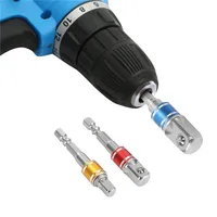 3pcs סט 3pcs / מקדחה Hex סט דרייב כוח Bit Socket מתאם Exension Set 1/4" 3/8" 1/2" Socket Bit מתאם Hex שאנק עם צווארון קבוע (3)