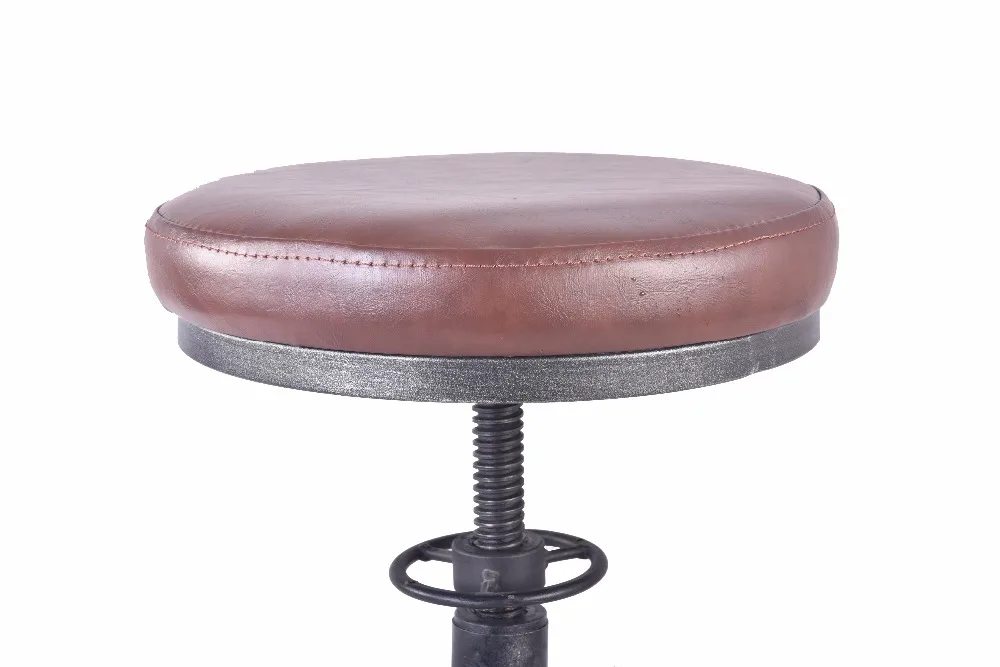 Vintage DIY Bar Stool PU Soft Seat Iron Pedal Retro Industrial Height Adjustable Bicycle Wheel Design Swivel Bar Chair Vintage DIY Bar Stool PU Soft Seat Iron Pedal Retro Industrial Height Adjustable Bicycle Wheel Design Swivel Bar Chair