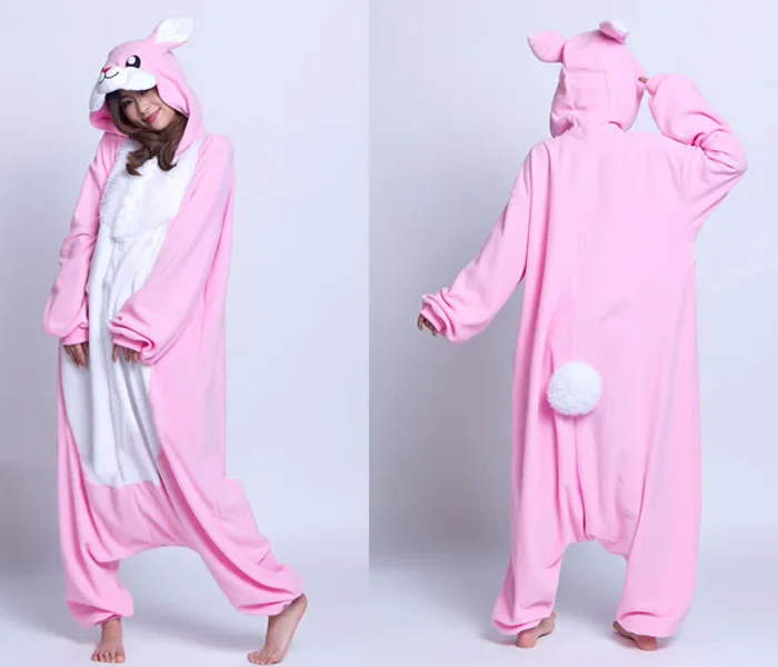Lovely Rabbit Cosplay Costume Onesies Pajamas Christmas Pizamie Cartoon Animal One Piece Jumpsuit Adult Winter Pyjamas