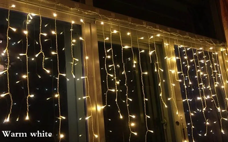 Рождественский светильник s, уличный декор, 5 м, свисает, 0,4-0,6 м, 96, светодиодная лампа для занавесок, сосулька, струнный светильник, новогодний, Свадебный, праздничный, гирляндовый светильник