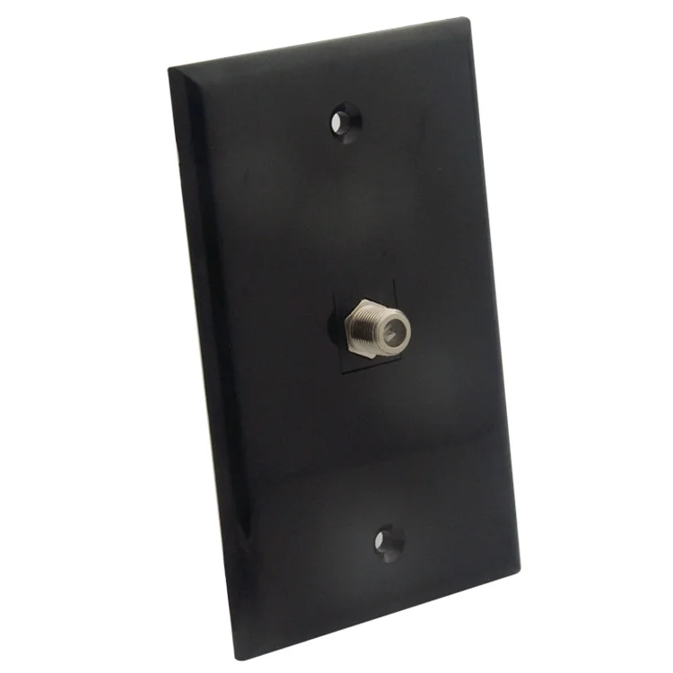 1 Gang F head TV wall plate with female to female connector black color