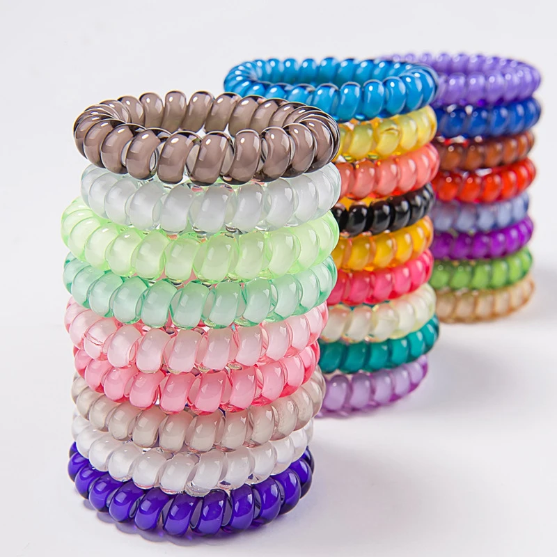 

Fashion Cute Candy Color Hair Accessories Telephone Line Hair Rope For Women Girls Hair Bands High Quality Elastic Hair Ring Gum
