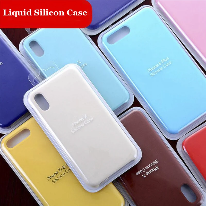 

Luxury Official Silicone Case for iPhone 7 8 Plus Coque Funda Apple Case iPhone X XS Max XR 6 6S Plus 5 5S SE Case Back Cover