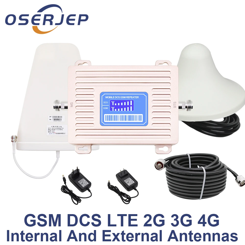 ЖК-дисплей GSM 900 UMTS 1800 mhz двухдиапазонный ретранслятор 2G 3G 4G LTE усилитель телефона Сотовый мобильный усилитель+ LPDA/потолочный антенн