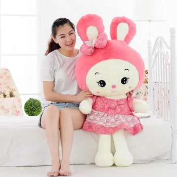 

pink princess skirt bowtie rabbit plush toy soft throw pillow birthday gift w5493