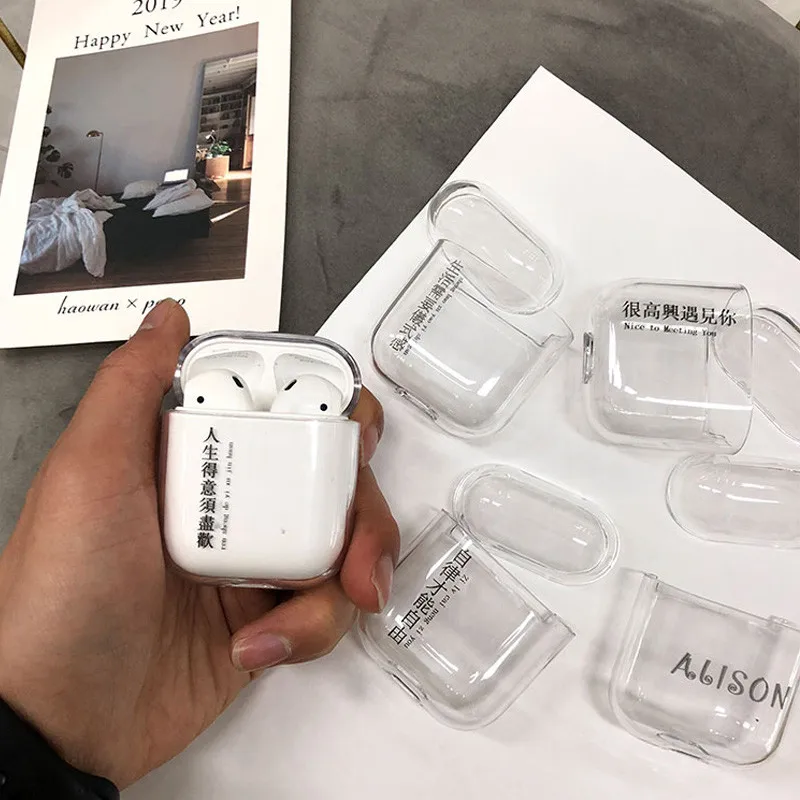 Cutomized name logo photo Hard Plastic Case For Air Pods Cover for Bluetooth Wireless Earphone Protective Accessory Case DIY Hot03