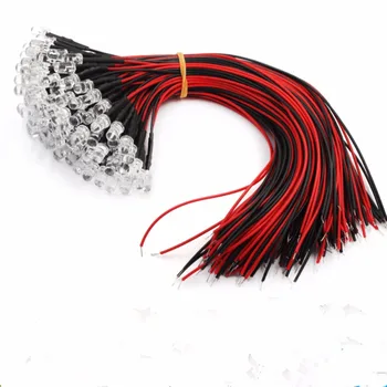 

12V Diameter 5mm indication LED bead white to green/red/yellow/red/blue/orange/white/purple/colored with 12''wires ,50pcs/lot