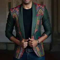 Для Мужчин Новая африканская мода повседневные Дашики Куртка-кардиган с длинным рукавом пальто с принтом Прямая доставка
