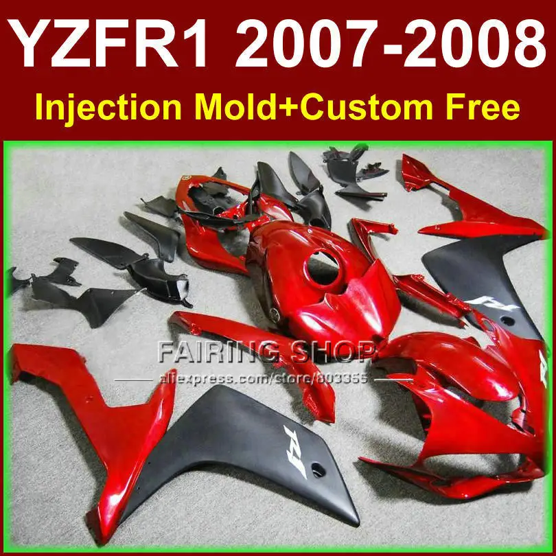 Red black motorcycle Injection mold bodywork for YAMAHA YZFR1 2007 2008 fairings YZF R1 YZF1000 body parts 1000 07 08+7gifts | Автомобили
