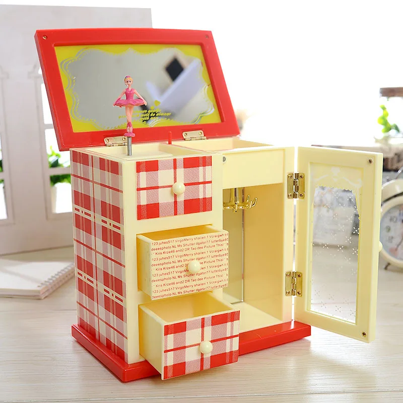 39 213 creative wardrobe rotating music box girl jewelry cassette 6029