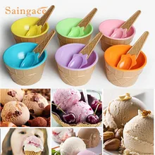 Детская пластиковая чаша для мороженого, набор ложек, прочная чашка для мороженого для детей, парные ванны, подарки, милая миска для десерта u70602