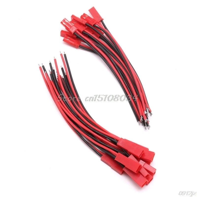 

10 Pairs 100mm Connector For JST Cable Plug Line Male+Female For RC BEC Lipo Battery New Drop ship