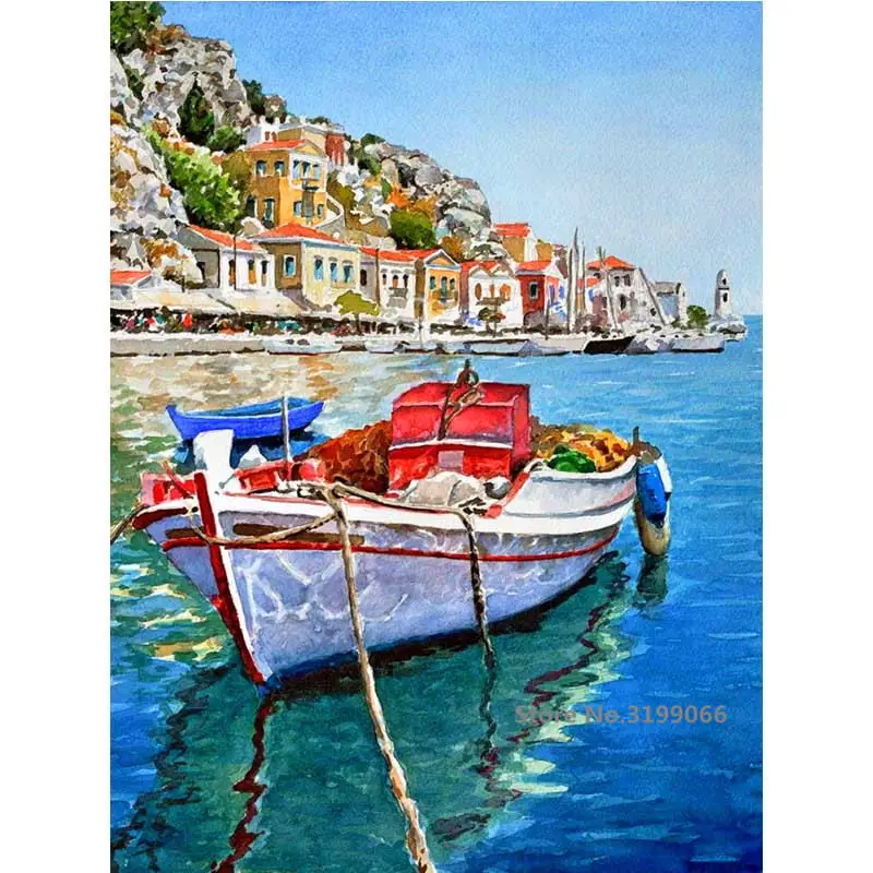 

DIY Frame Seascape And Ship Acrylic DIY Painting By Numbers Wall Art Pictures For Wedding Decoration Drop Shipping RA3442