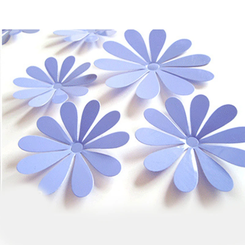 12pcs/lot Mixed Sizes Flower Wall Stickers for Kids Rooms 7 Colors Flower Decorative Vinyl for Wall Bedroom Home Decor Stickers