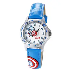 Детские часы disney бренд дети мальчики кварцевые кожа Мультфильм Капитан Америка ребенок наручные часы водонепроница