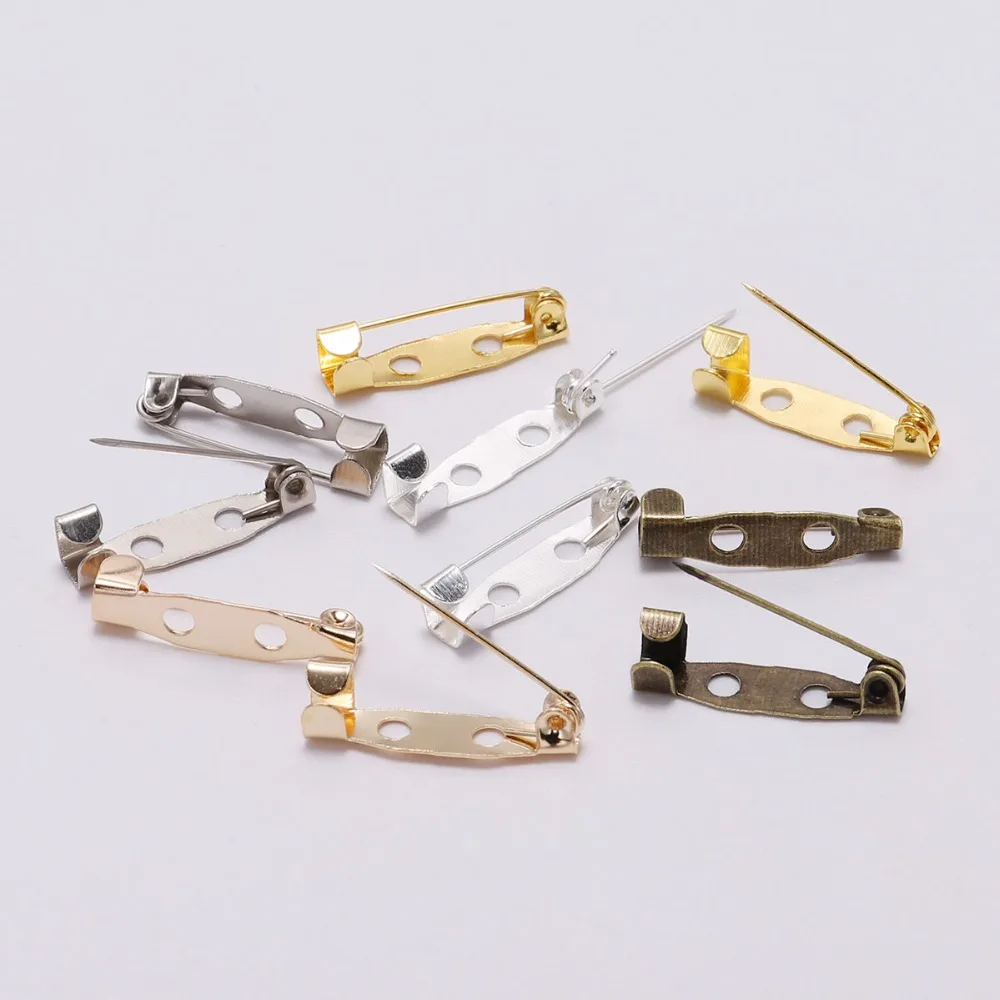 

50pcs/lot 15 20 25 30 35 mm Silver Metal Safety Pins Brooch Settings Blank Bases Brooch Clip Base Pins For DIY Jewelry Making