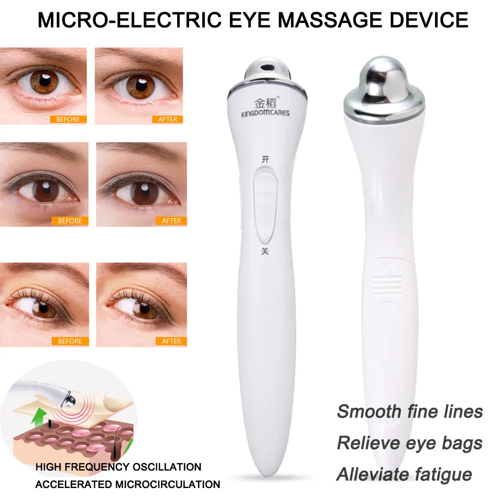 Электрический Вибрационный массажер для глаз и лица, небольшой антивозрастной лифтинг для морщин, устройство для микродермабразии, кожный штамп D300622 - Цвет: White