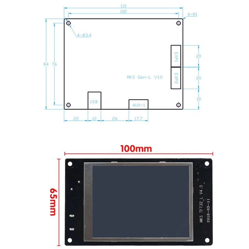 

MKS GEN L V1.0 +MKS TFT32 LCD touching display for 3d printer starter