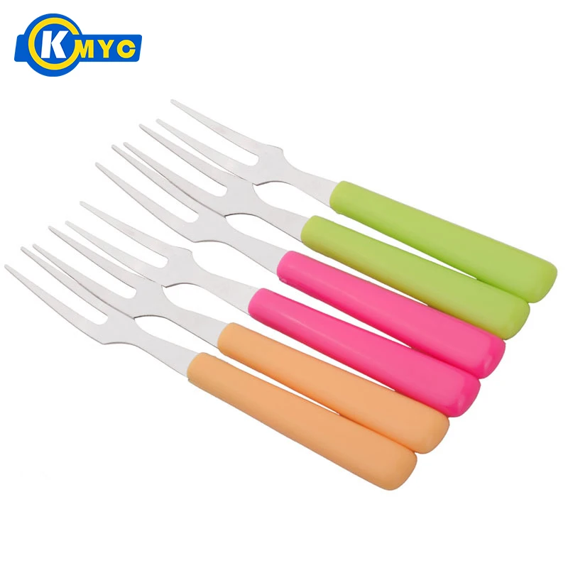 KMYC 6Pc/Set Stainless Steel Fruit Fork Set Food Picks Cake Dessert