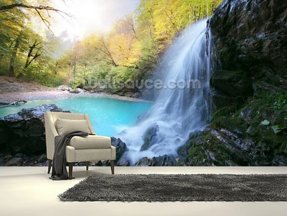 Custom Photo Wallpaperbeautiful Waterfall 3d Wallpaper For Living