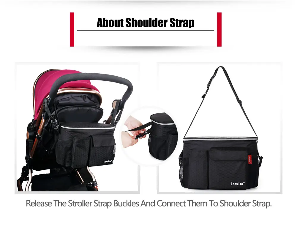Инсулярная детская коляска Органайзер сумка Мама пеленка кулер сумка дорожная сумка с регулируемые брительки водонепроницаемый