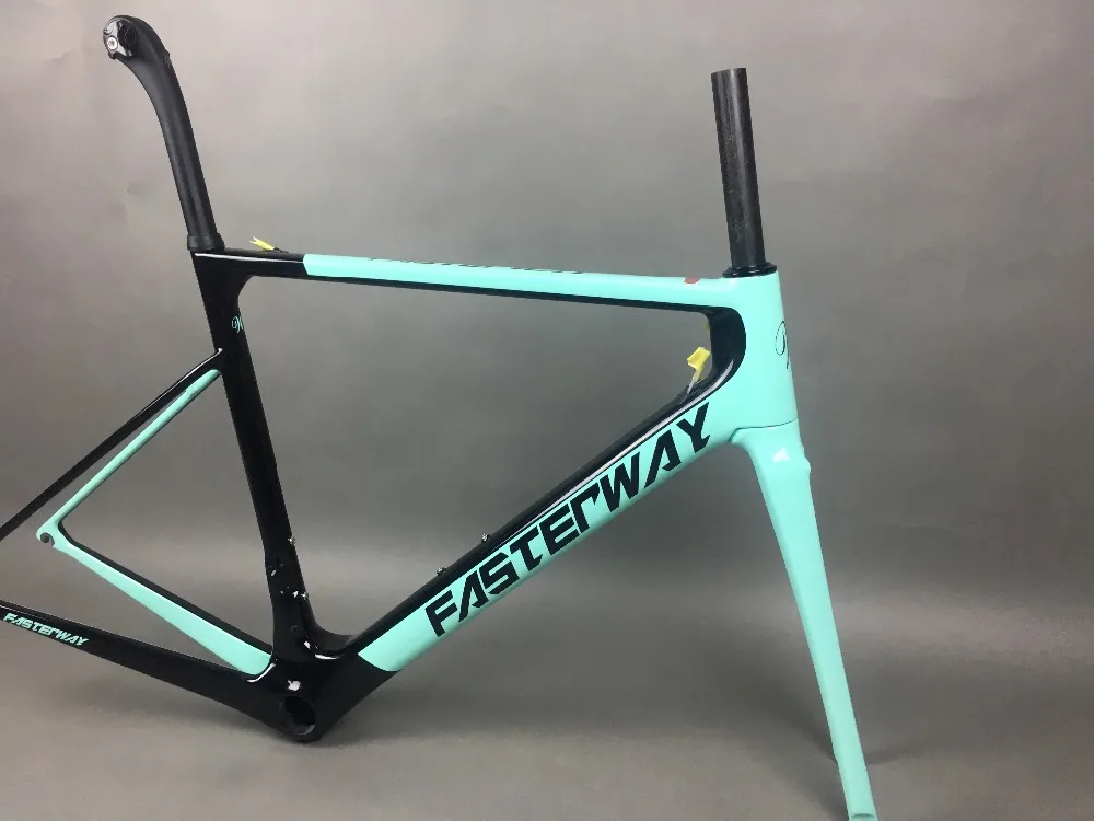 Top light blue 2018 TAIWAN FASTERWAY classic carbon road frameset UD weaves carbon bike frame:Frameset+Seatpost+Fork+Clamp+Headset 12