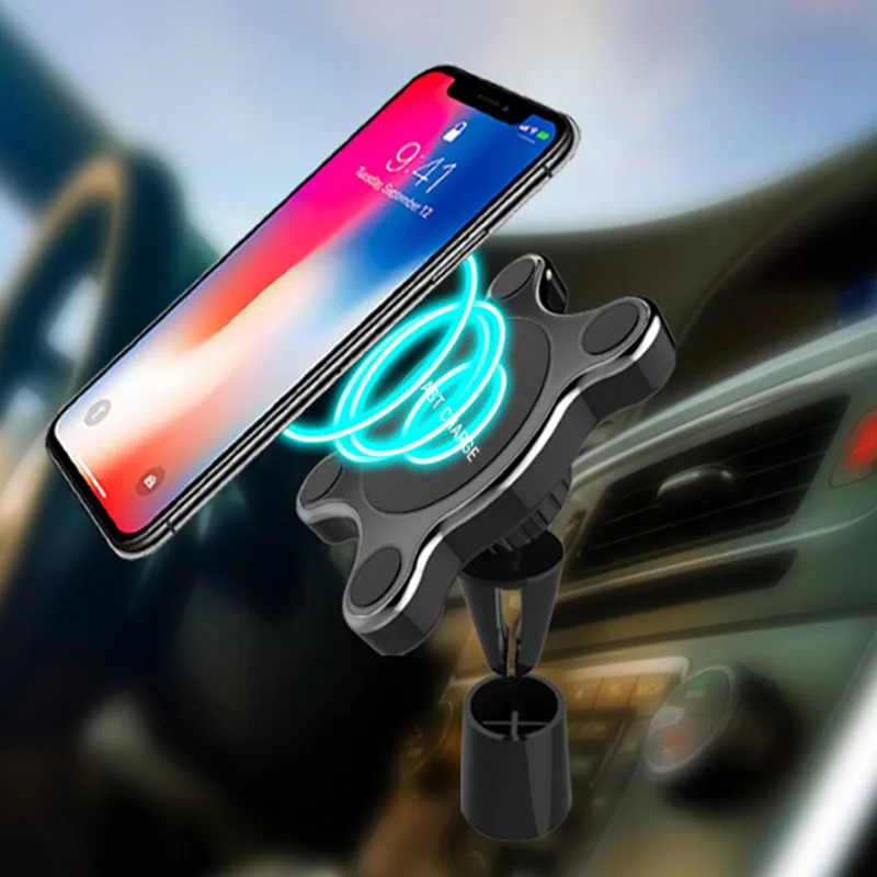 QI Magnetic Car Mount Wireless Charger for Samsung S8 S9 Plus Note 9 with Stand Air Vent Car Phone Holder Charger for iPhone X 8