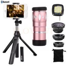 Набор телефонных объективов 10X телефото телескоп длиннофокусный объектив «рыбий глаз» Широкий формат макро Объективы для samsung S5 S6 S7 S7 edge Note