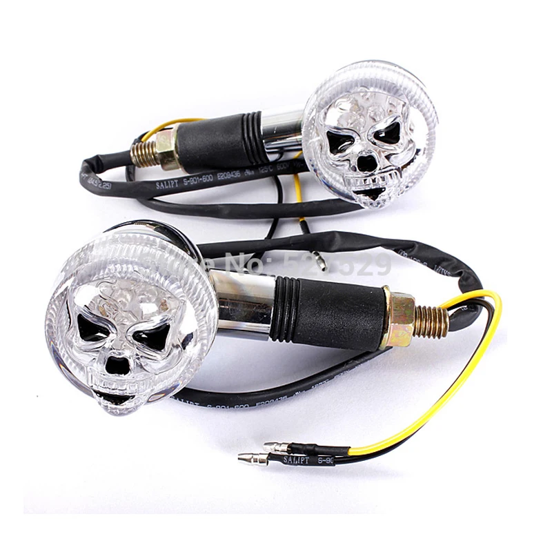 

2PCS Black Skeleton Motorcycle Turn Signal Indicators for Yamaha V-Star Vstar V Star XVS 1100 Custom