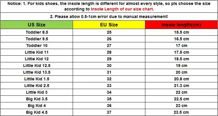 eur 25 37 colorful luminous led shoes kids boy girl usb charging usb size chart