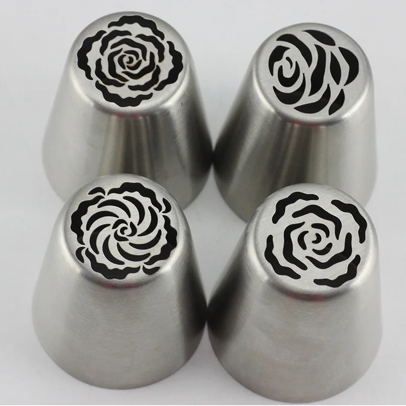 

Mujiang 4Pcs Stainless Steel Russian Nozzles Flower Cream Icing Piping Pastry Tips DIY Cake Decorating Baking Confectionery Tool