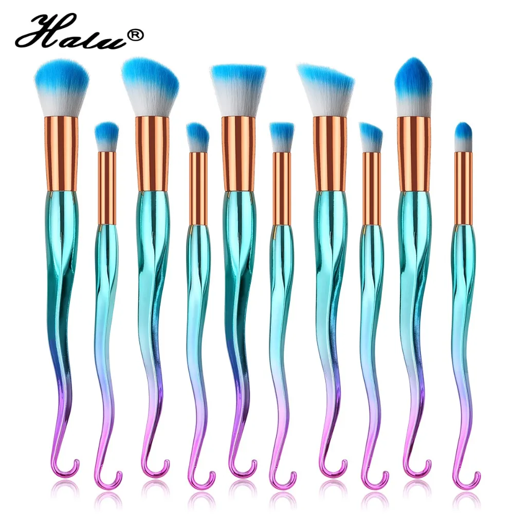 

Halu Professional Unicorn Sword Makeup Brushes Set 2018 Cosmetic Fish Hook Sword Eyeshadow Powder Make Up Brush Set Tool Kits