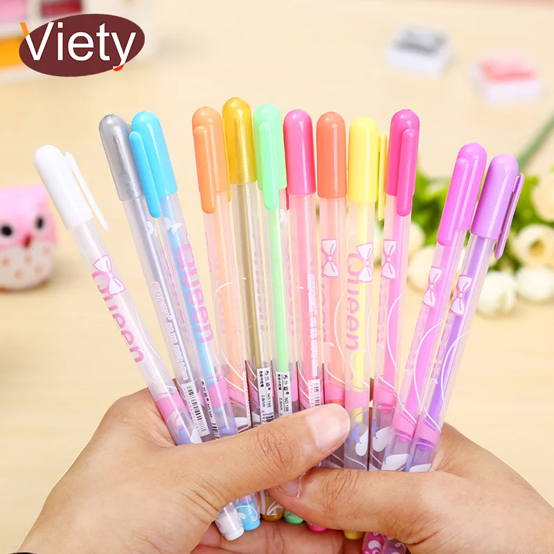 

12 pcs/lot DIY album photo Queen gel pen kawaii color pens decal stationery school supplies canetas material escolar