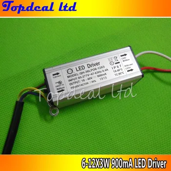 

5pcs Waterproof Power Supply AC 110 220V LED Driver 6-12x3W 30W 900mA for 6-10pcs XPG XPE XTE led chip light