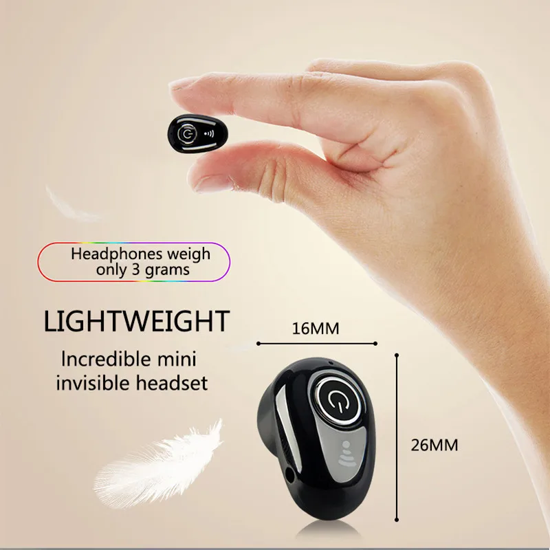 

Mini Bluetooth Earphone Headphone Stereo In-Ear Small Hidden Wireless Earbuds Business Hands Free Earphones for iPhone xiaomi