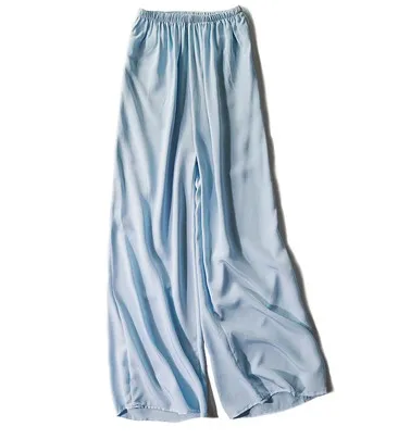 Casual Nueve Amplia Cintura Polvo 2019 Beige De En Cuero Pantalones Pierna Seda Suelta Minutos pYqBBxS