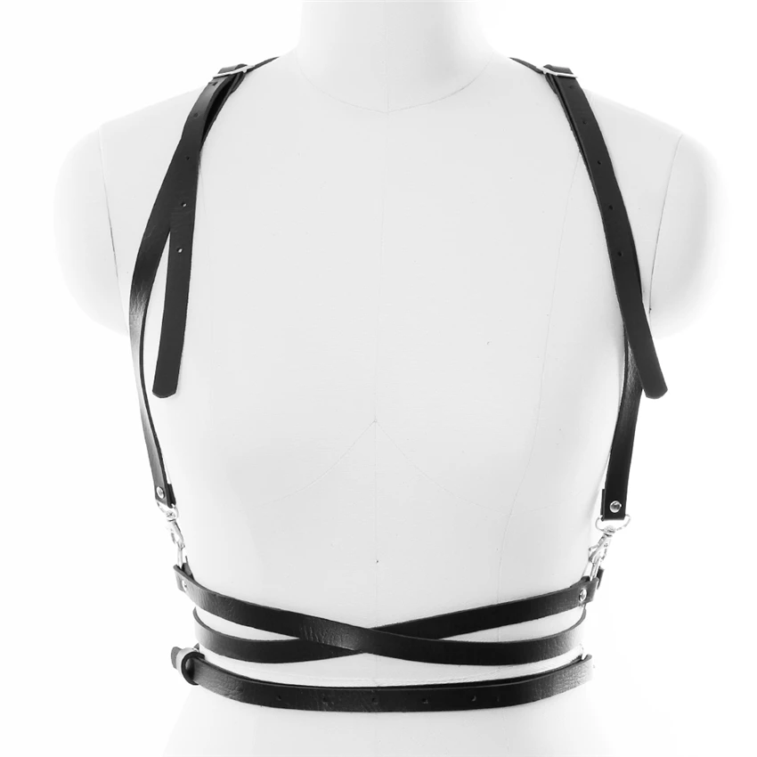 

Pu Leather Body Harness belt Black of Women Fashion Sexy Bondage Chest Harness Bra Harajuku Goth Dance underwear BODY BONDAGE