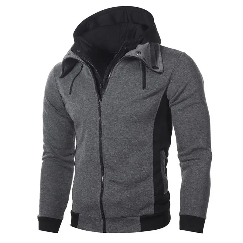 2018 Casual Men Hooded Jacket Auutmn Winter Patchwork Slim Hoody Coat ...