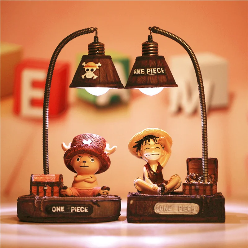 

Japanese Cartoon Luffy&Chopper Miniatures Resin Craft Led Night Light Kids Home Desktop Table Lamp Figurines Birthday Xmas Gifts