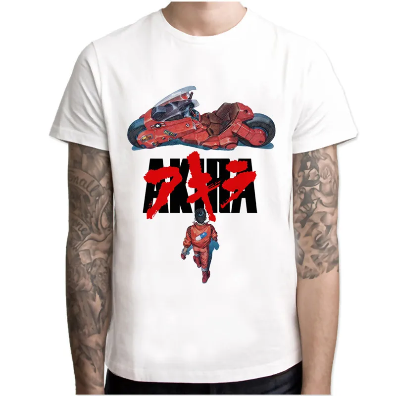 

akira T Shirt men Summer fashion High Quality t-shirt casual white print O-Neck print male men top tees M8078