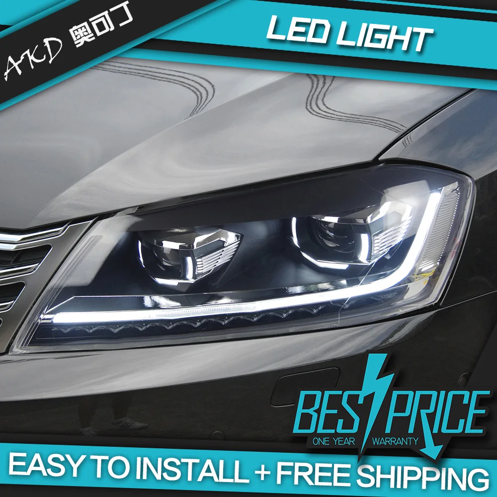 

AKD tuning cars Headlight For Passat B7 Eur Verson Headlights LED DRL Running lights Bi-Xenon Beam Fog lights angel eyes Auto