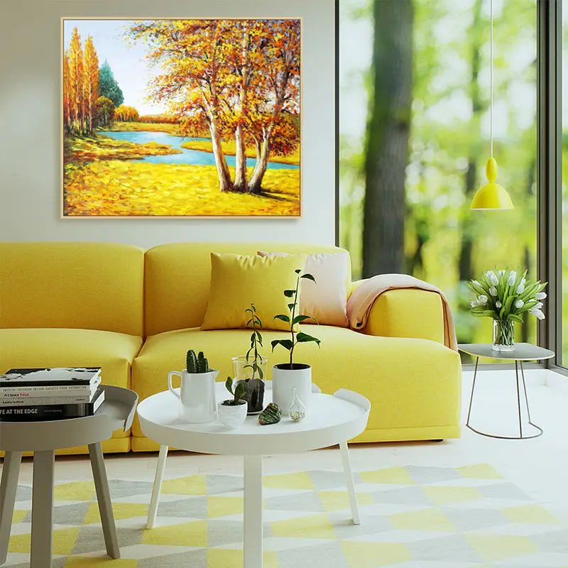 Artist sales hand painted oil painting golden season harvest season wall art on canvas home