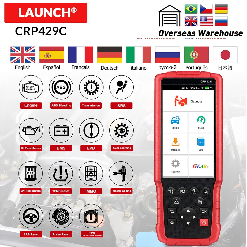 

Launch CRP429C 4 Systems OBDII Code Reader X431 obd2 Diagnostic Tool CRP 429 C CRP 429C Auto Scanner 1 year free update
