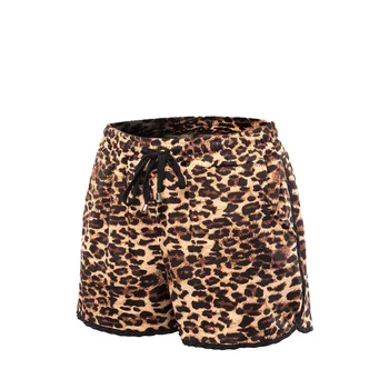 Leopard Print Drawcord Sports Shorts Women's Training Running Gym Outdoor Stylish Cheetah Elastic Stretch Fit Shorts Plus Size 2