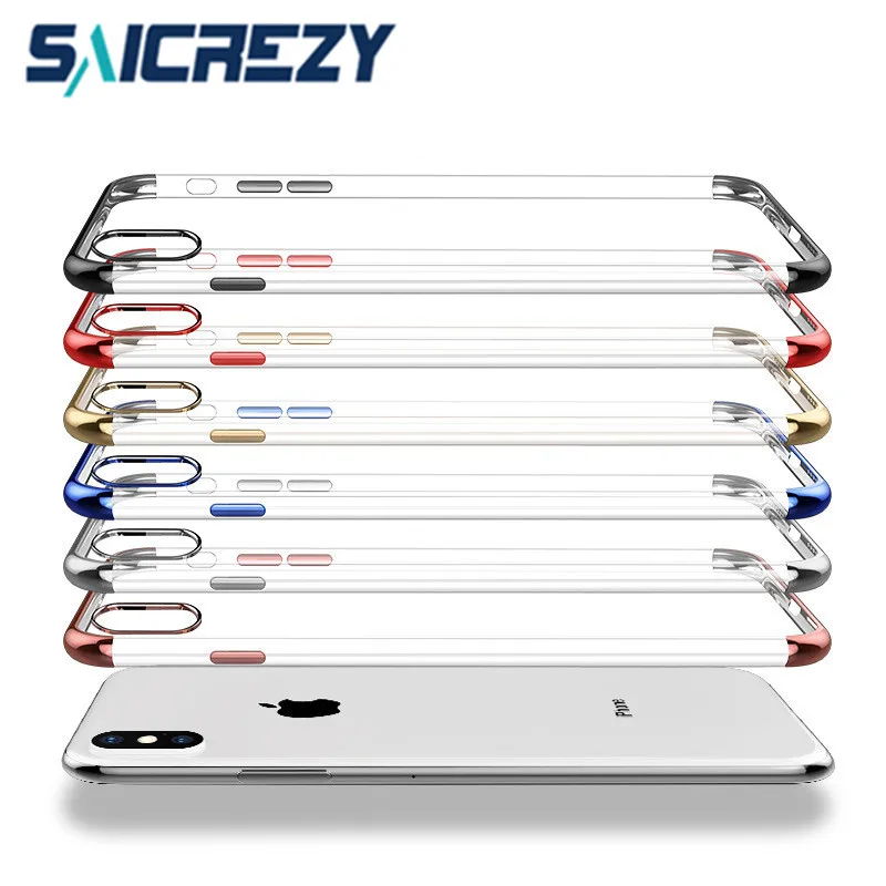 

For Apple iPhone X Case Soft cover coque Ultra-thin clear plating frame bumper funda for iPhone X XR XS Max Phone Case cover