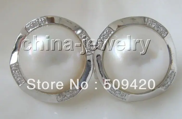 

Free Shipping >>>>> AAA+19mm100% natural white south sea Mabe pearl earring