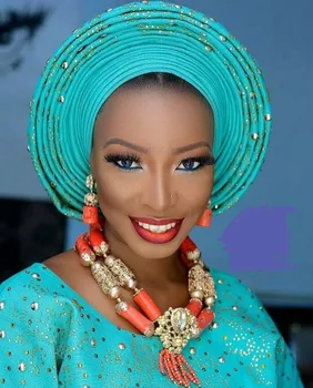 

Chunky Original Coral Beads Nigerian Wedding African Jewelry Sets Gold Wedding Bold Necklace Set For Women CNR898