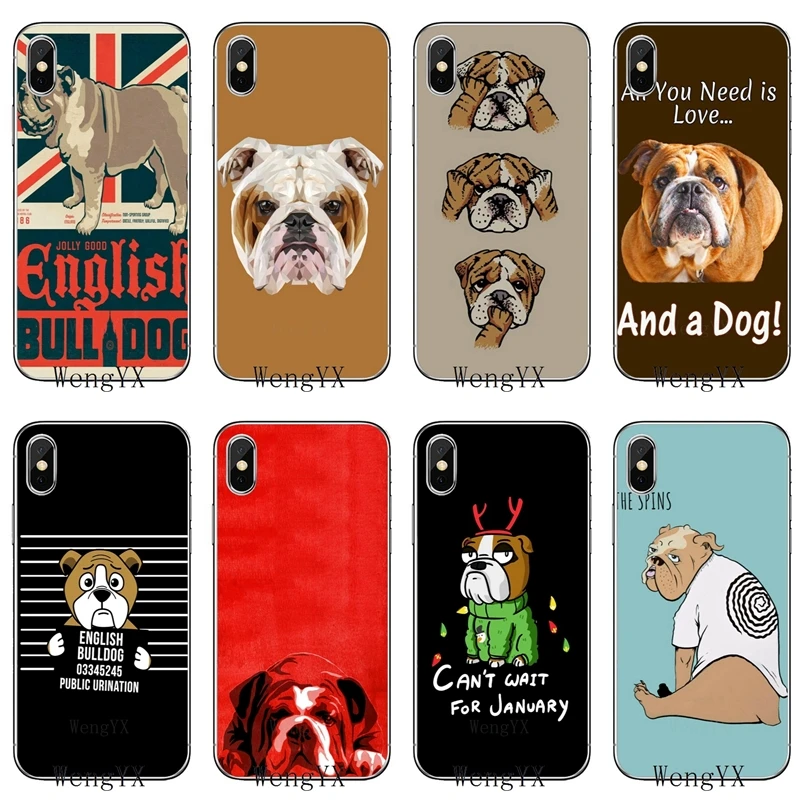 

For Apple iPhone X XR XS Max 8 7 plus 6s 6 plus SE 5s 5c 5 4s 4 Dog Polynesian English Bulldog Fashion TPU Soft phone cover case
