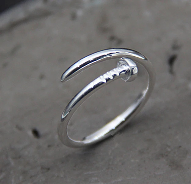 925 STERLING SILVER Fashion Turnbuckle Lovers Screw Nail Mini RING